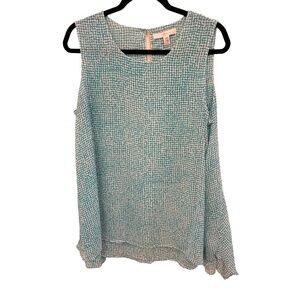 Fever Top Women's Turquoise Geometric Sleeveless Tiered Shark Bite Hem Size L